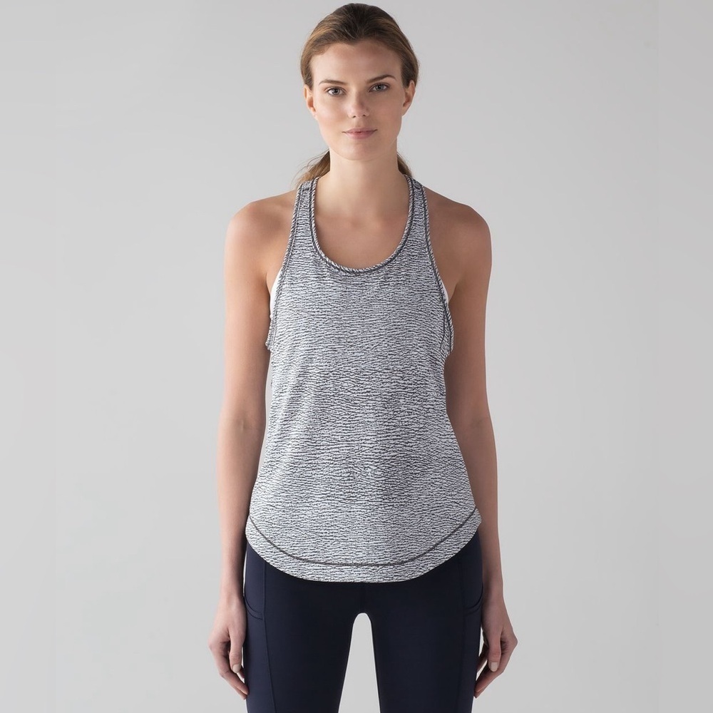 Lululemon Long Distance Tank Top. Size: 4. Color: Sheer Luon Pebble Jacquard. - Picture 1 of 8